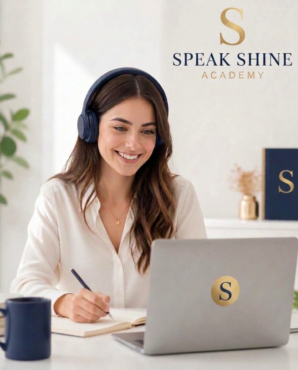 A SpeakShine Academy learner in a live online class