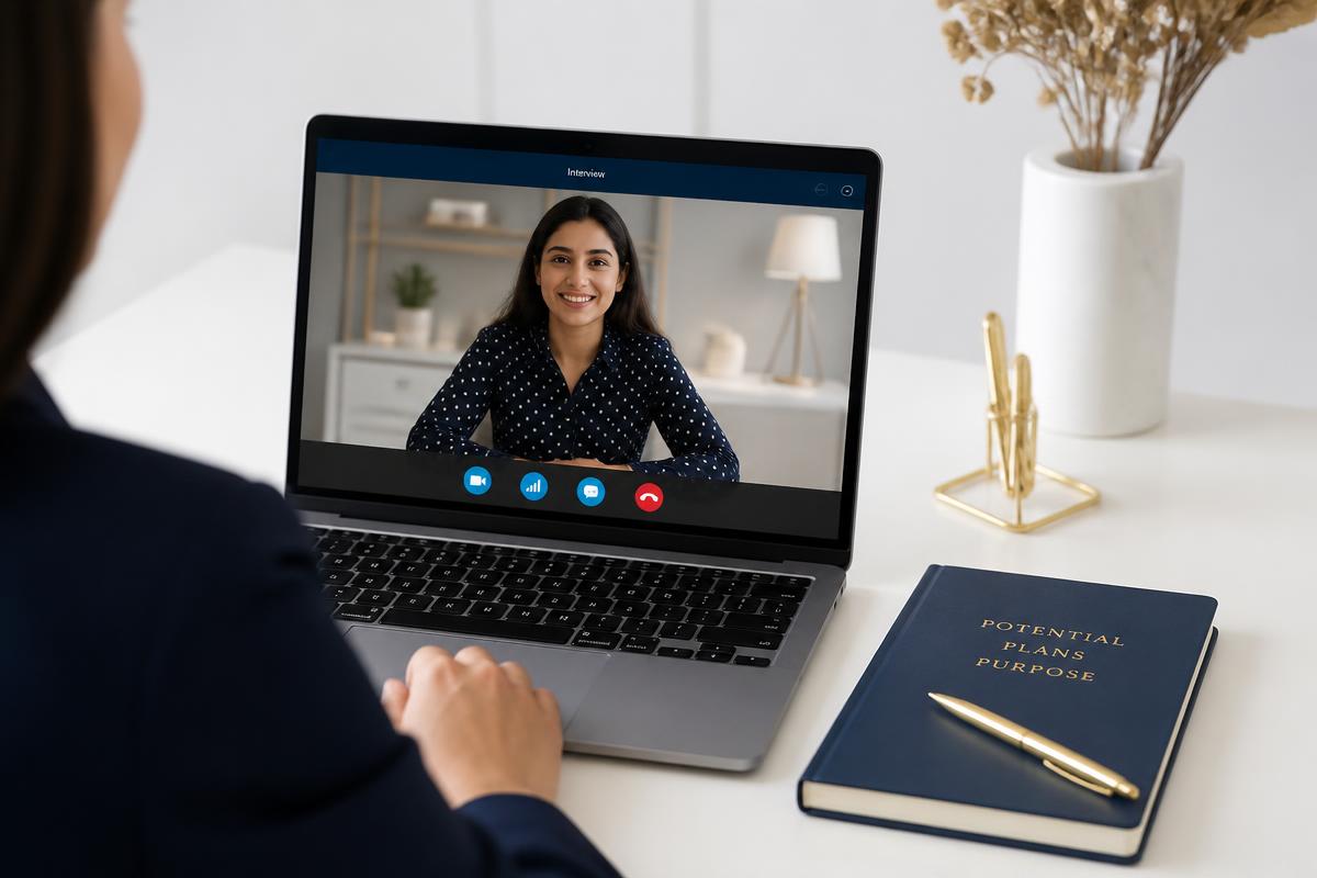 Candidate practising a mock job interview on a video call